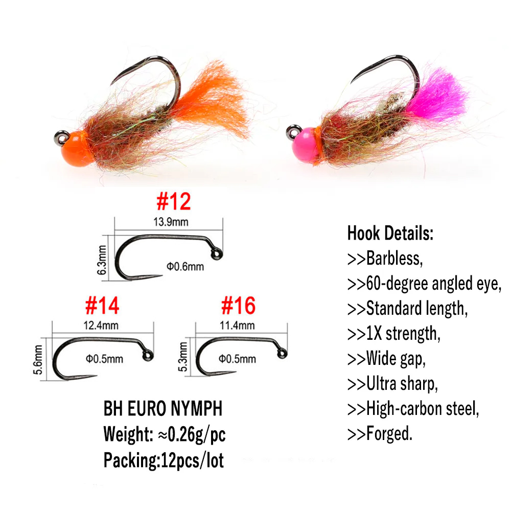 Wifreo 12pcs Tungsten Beadhead - Fishing Hook Barbless reseña y precio