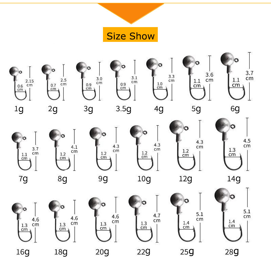 MrLurion 50pcs 1g-28g jig head - Fishing Hook Weedless reseña y precio