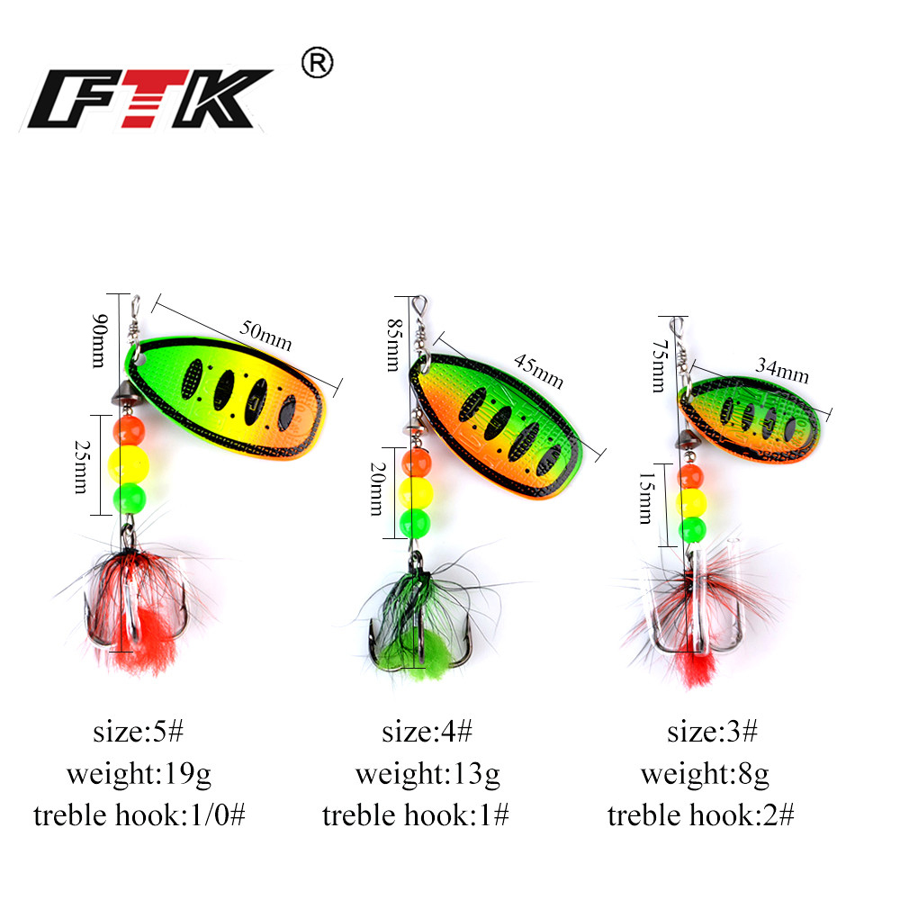 FTK Metal Fishing Lure Spinner - Fishing Hook Treble reseña y precio