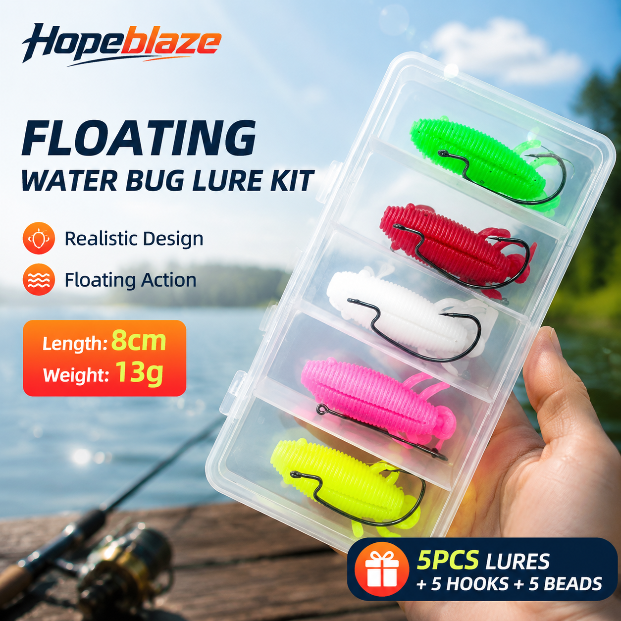 5pcs Floating Soft Frog Lure T - Fishing Hook Offset reseña y precio