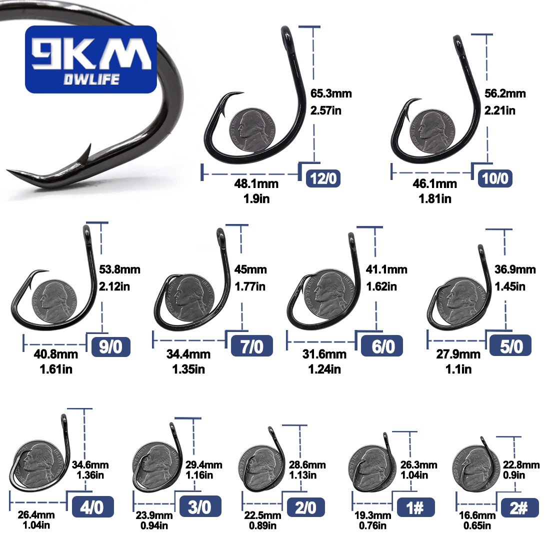 9KM Circle Hooks 25~50Pcs Salt - Fishing Hook Offset reseña y precio