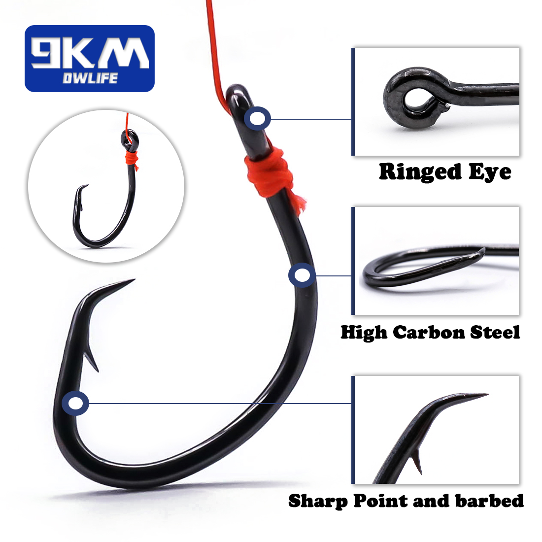 9KM Circle Hooks 25~50Pcs Salt - Fishing Hook Offset reseña y precio