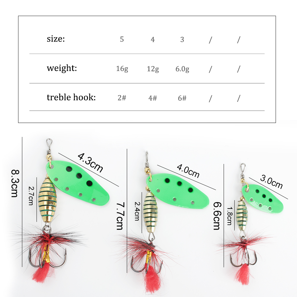FTK 6g 12g 16g Metal Spinner B - Fishing Hook Treble reseña y precio