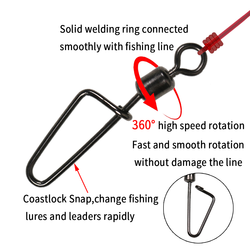 20PCS #12 -1/0 Rolling Swivel  - Fishing Hook Stainless Steel reseña y precio