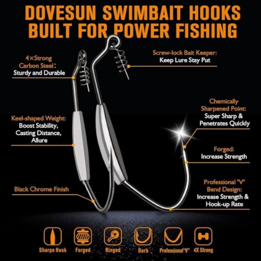 12PCS/44PCS Weighted Swimbait  - Fishing Hook Weedless reseña y precio