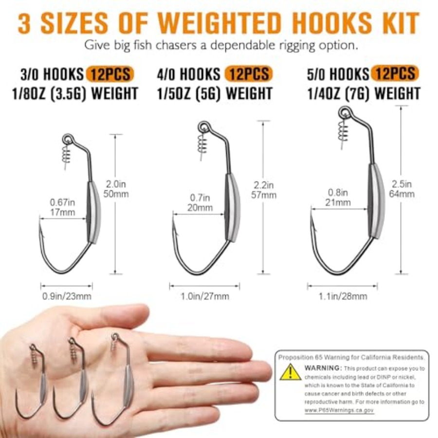 12PCS/44PCS Weighted Swimbait  - Fishing Hook Weedless reseña y precio