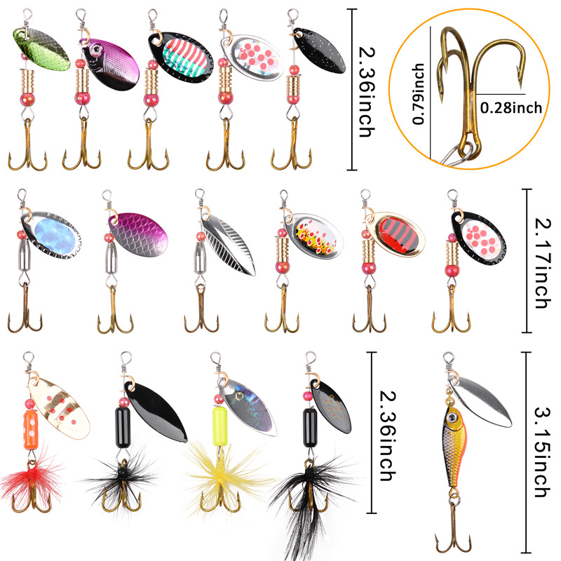 5/10/16Pcs Spinner Fishing Lur - Fishing Hook Treble reseña y precio