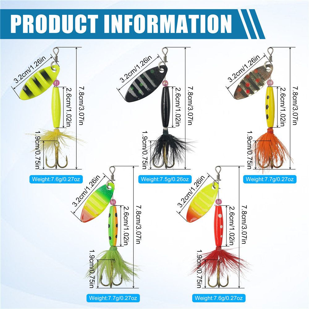 5/10/16Pcs Spinner Fishing Lur - Fishing Hook Treble reseña y precio