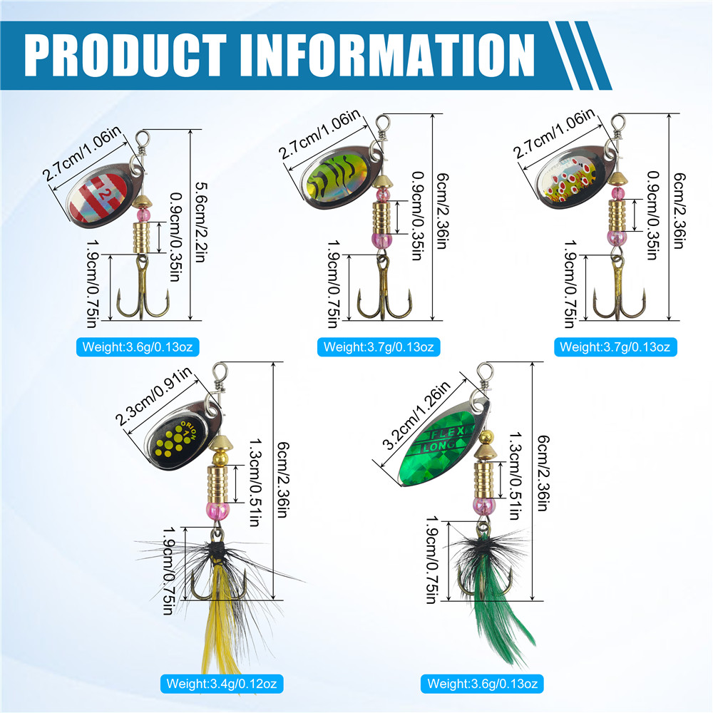 5/10/16Pcs Spinner Fishing Lur - Fishing Hook Treble reseña y precio